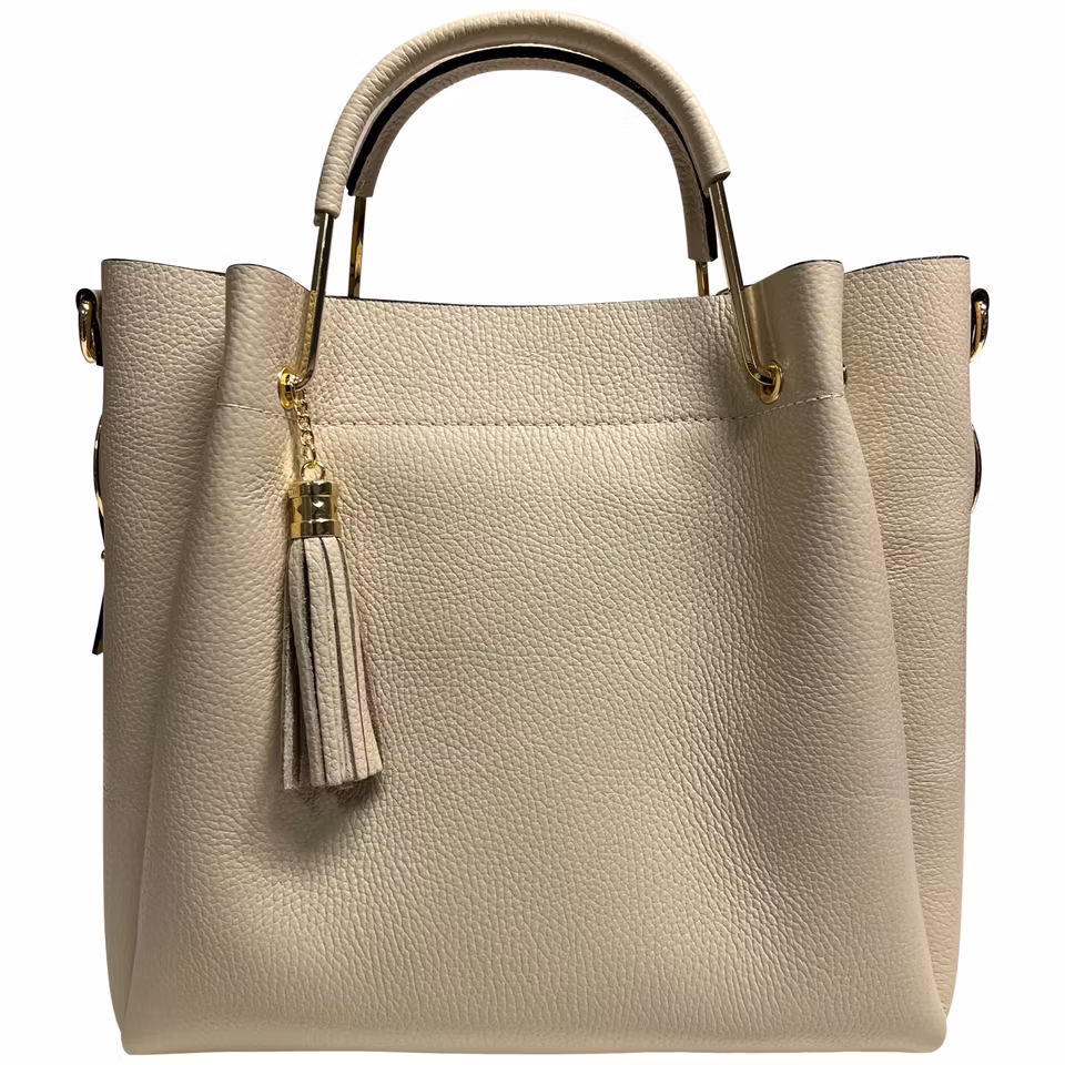 Fiona beige Italiensk skinnveske, håndlaget i Firenze