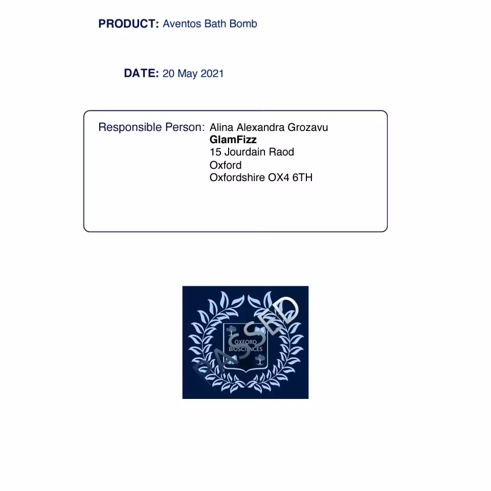 Aventus badebombe med skum. 7 cm.