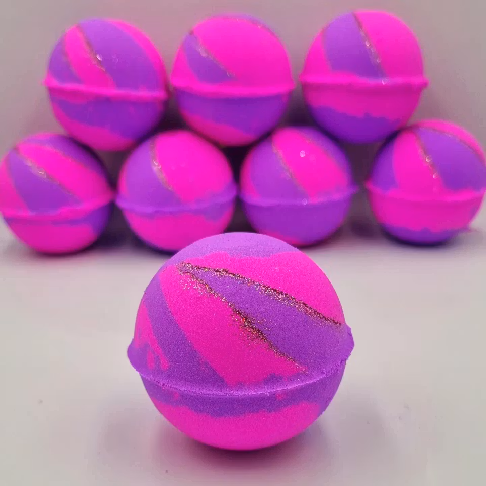 Enhjørning-glitter badebombe med skum, 7 cm.