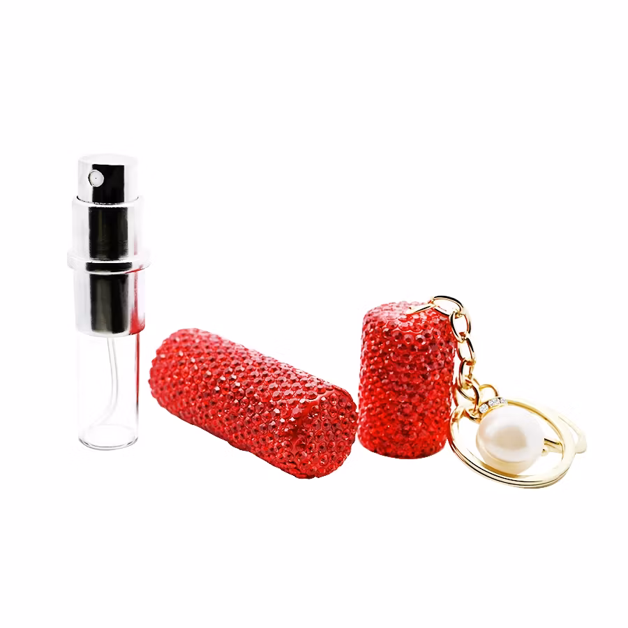 Mini parfymeflaske med rhinestone, i flere farger