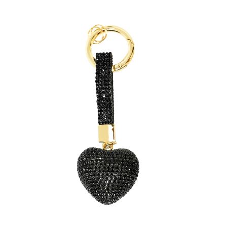 Veskecharm/nøkkelring lite hjerte med rhinestone