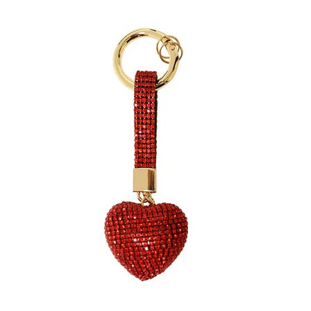 Veskecharm/nøkkelring lite hjerte med rhinestone