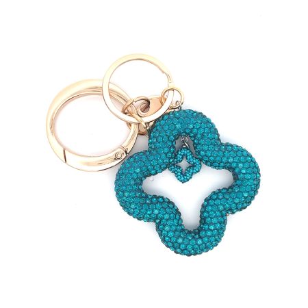 Veskecharm/nøkkelring firkløver med rhinestone