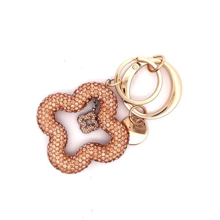 Veskecharm/nøkkelring firkløver med rhinestone