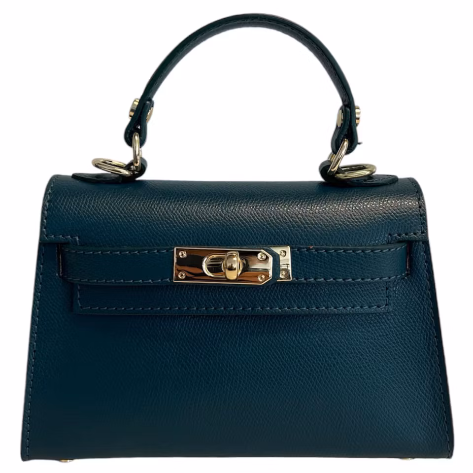 Alessandra teal Italiensk Saffiano-skinnveske, håndlaget i Firenze