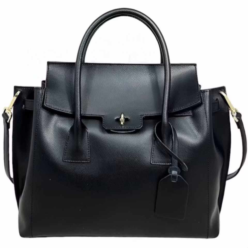 Italiensk svart Saffiano-skinnveske Vittoria håndlaget i Firenze