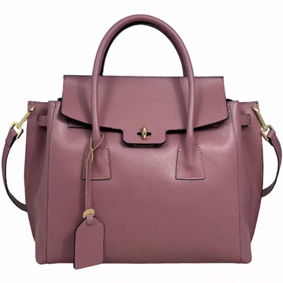 Italiensk antikk rosa Saffiano-skinnveske Vittoria håndlaget i Firenze