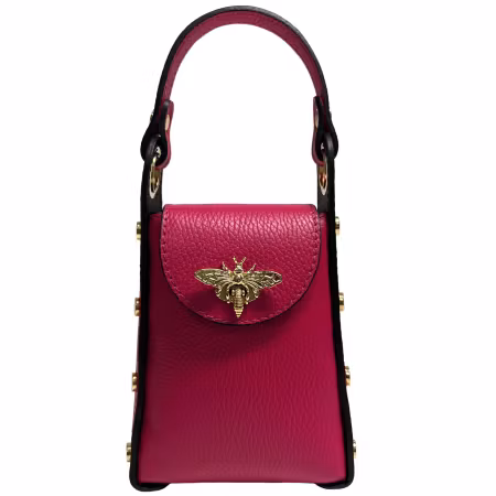 Italiensk fuchsia mobilskinnveske Aletta, håndlaget i Firenze