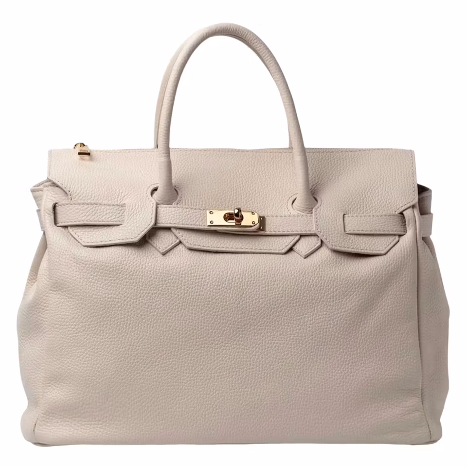 Bianca beige italiensk skinnveske, håndlaget i Firenze
