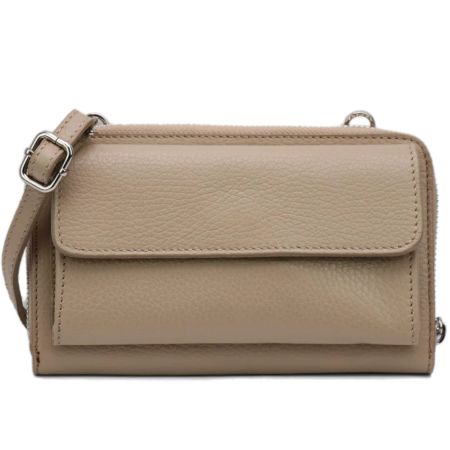 Carmen italiensk taupe skinnveske, håndlaget i Firenze