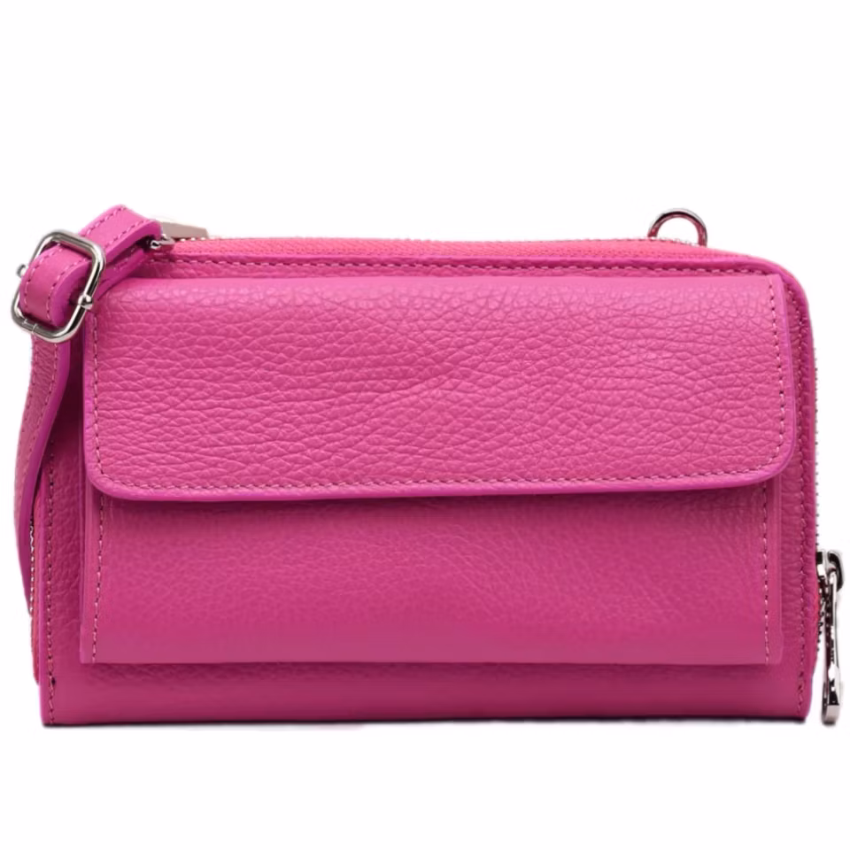 Carmen italiensk fuchsia skinnveske, håndlaget i Firenze