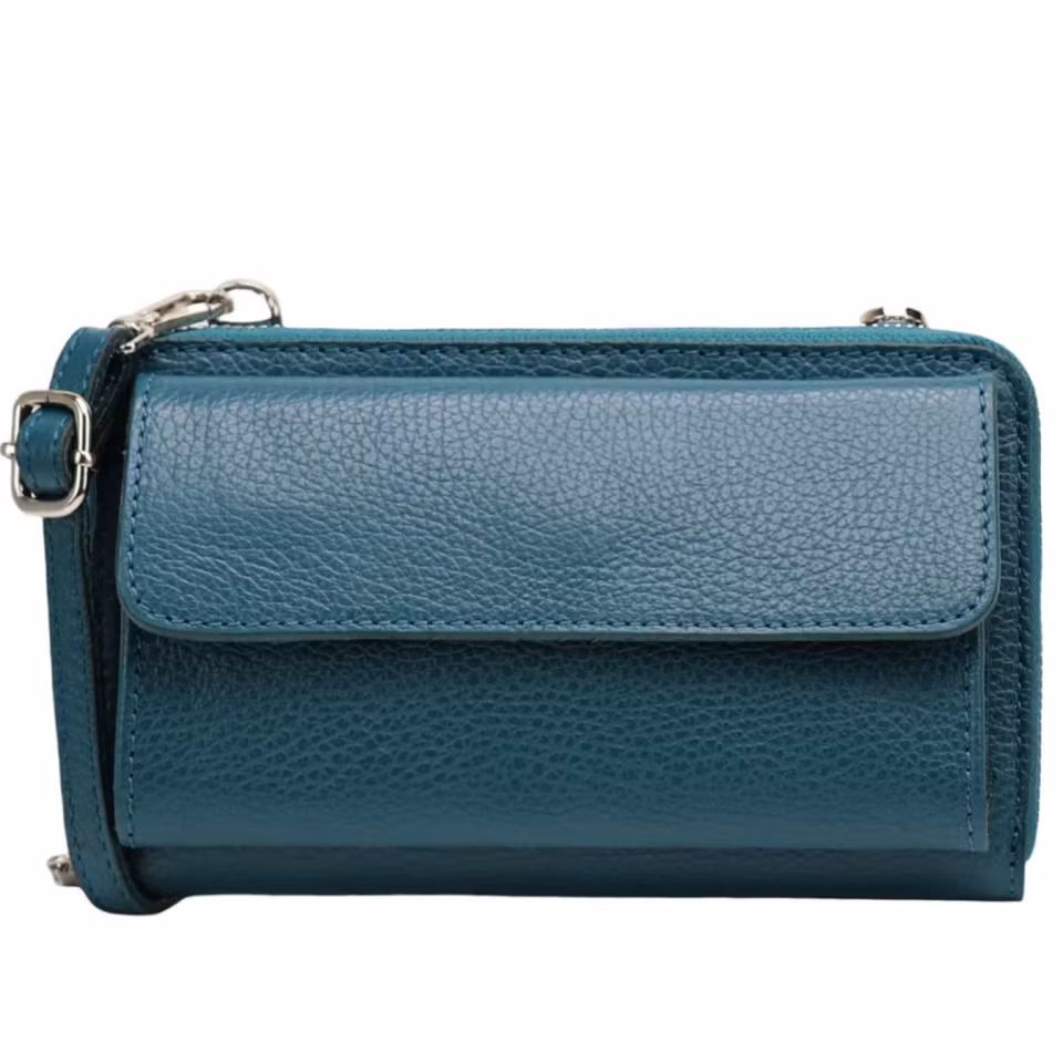 Carmen italiensk petrol skinnveske, håndlaget i Firenze