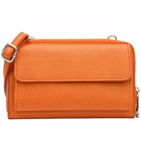 Carmen italiensk orange skinnveske, håndlaget i Firenze