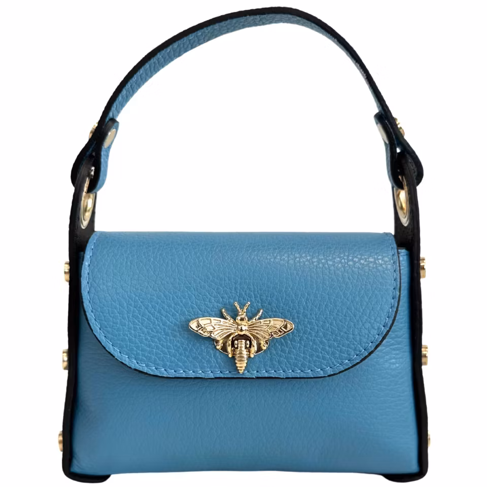 Viola tyggegummiblå Italiensk skinnveske, håndlaget i Firenze