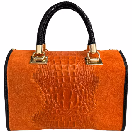 Italiensk orange skinnveske Kesia, håndlaget i Firenze