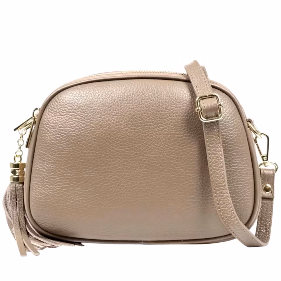 Gloria taupe Italiensk skinnveske, håndlaget i Firenze