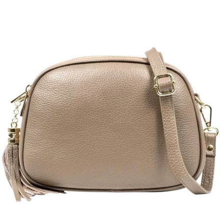 Gloria taupe Italiensk skinnveske, håndlaget i Firenze