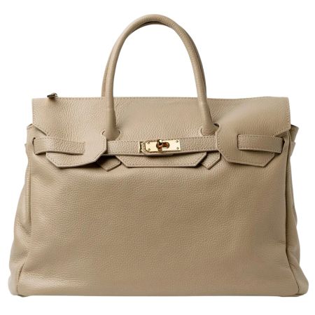 Bianca taupe italiensk skinnveske, håndlaget i Firenze
