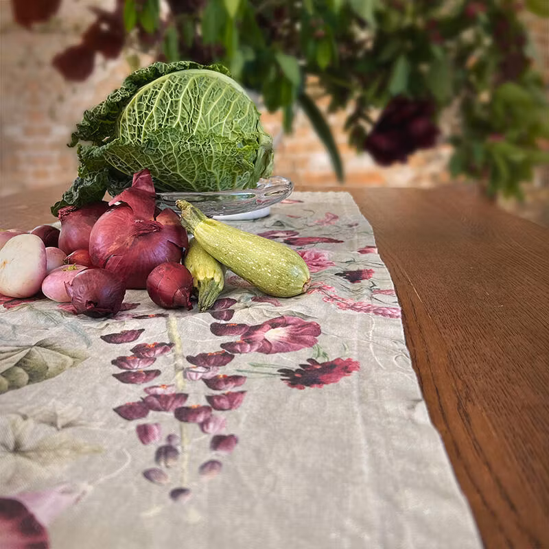 Blossom Garden bordløper i lin 145x45cm