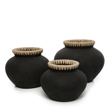Krukke Styly black M håndlaget terracotta 23x29cm