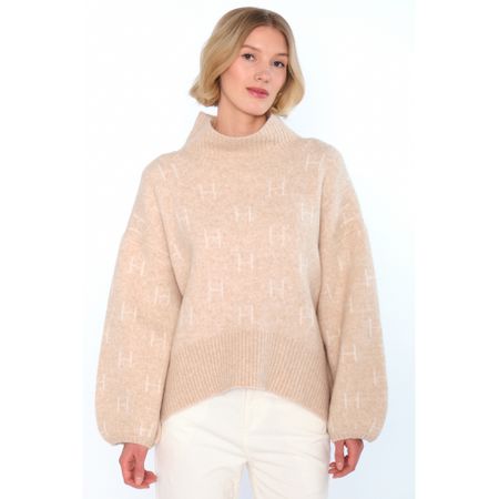 Hést FAM light beige melange kort genser