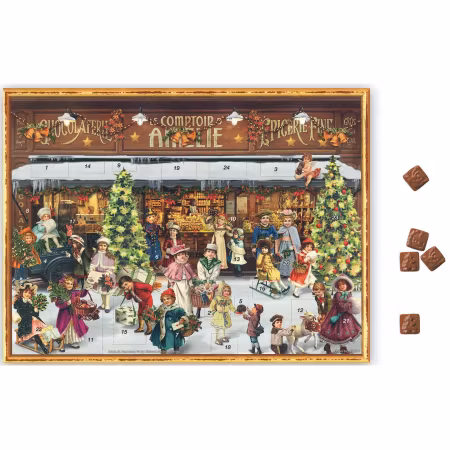Adventskalender m/sjokolade "Chocolaterie" i papir