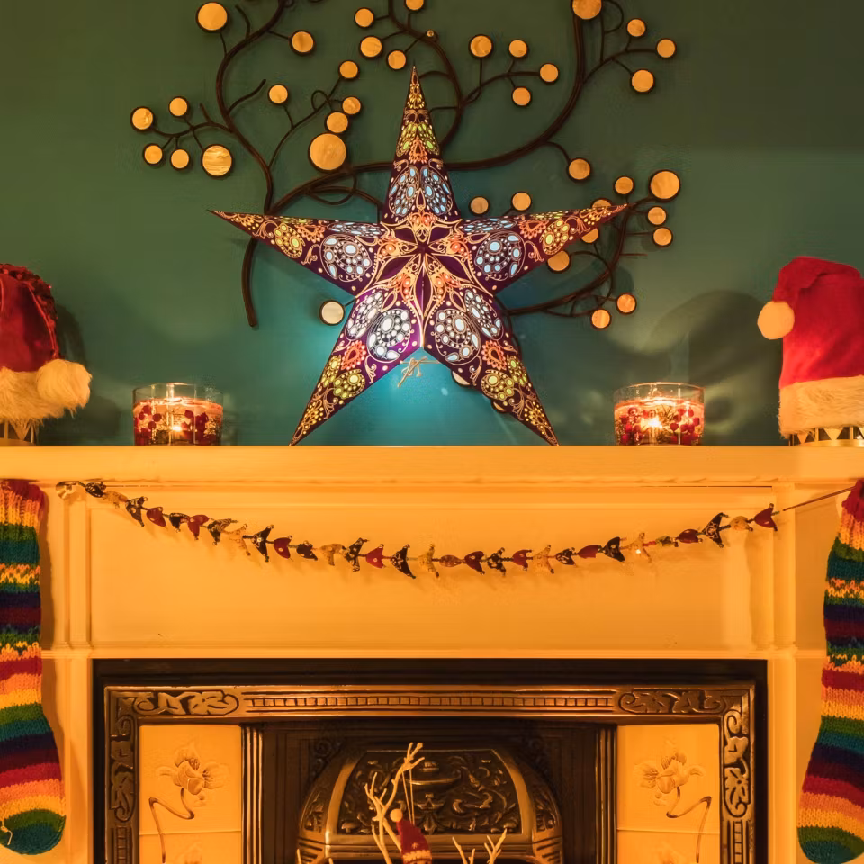 Adventstjerne Damask Koboltblå, 60cm