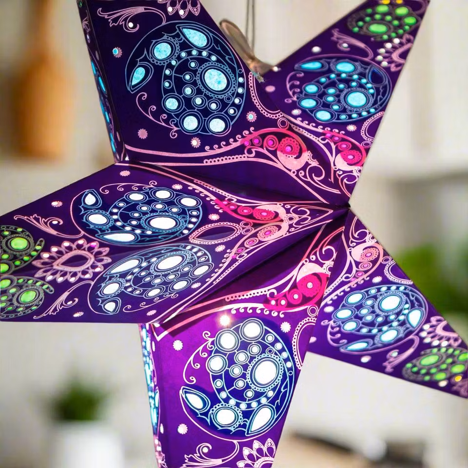 Adventstjerne Baby Damask Koboltblå, 42cm