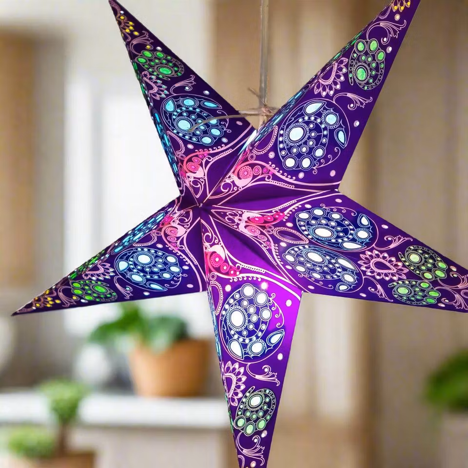 Adventstjerne Baby Damask Koboltblå, 42cm