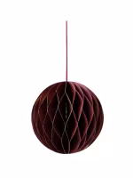 Julekule burgunder i håndlaget resirkulert papir, 9cm