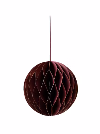 Julekule burgunder i håndlaget resirkulert papir, 9cm