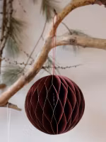 Julekule burgunder i håndlaget resirkulert papir, 9cm