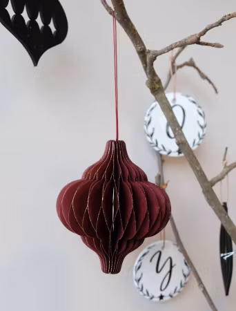 Julekule oriental burgunder i håndlaget resirkulert papir, 10,5cm