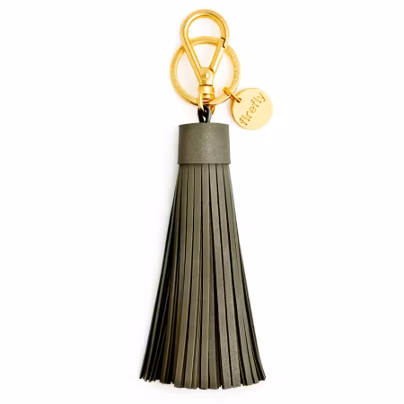 Veskecharm, oliven nøkkelring med refleks