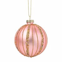 Candy stripes julekule i glass, 8 cm