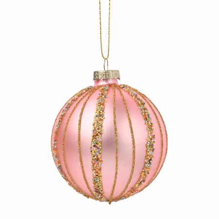 Candy stripes julekule i glass, 8 cm