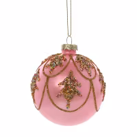 Dekandenter julekule i glass, 8 cm