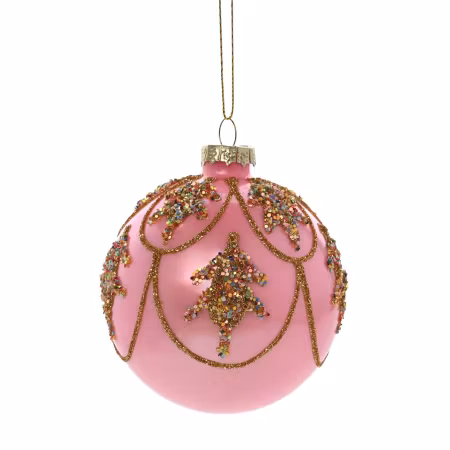 Dekandenter julekule i glass, 8 cm