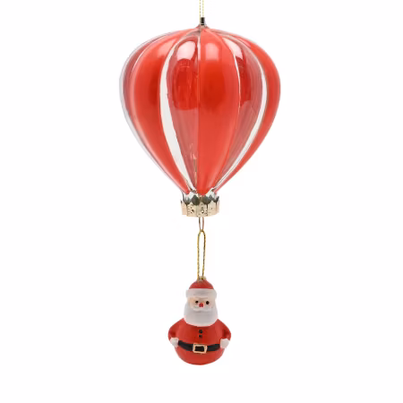 Nissen og ballongen julekule i glass, 19 cm lang