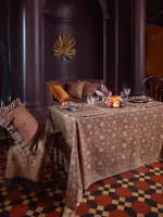 Duk, Tangier Granateple, Rustrød/Grå, blokkprint i økologisk bomull, 3 størrelser