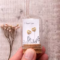 I heart you håndlagde øredobber i sterling sølv