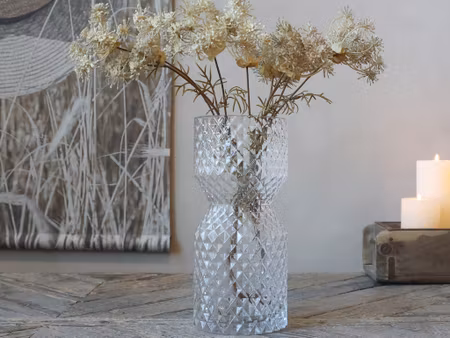 Vase diamantmønster i gjennomsiktig glass