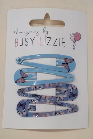 Hårspenner med sommerfugler 4pk i blå og rosa