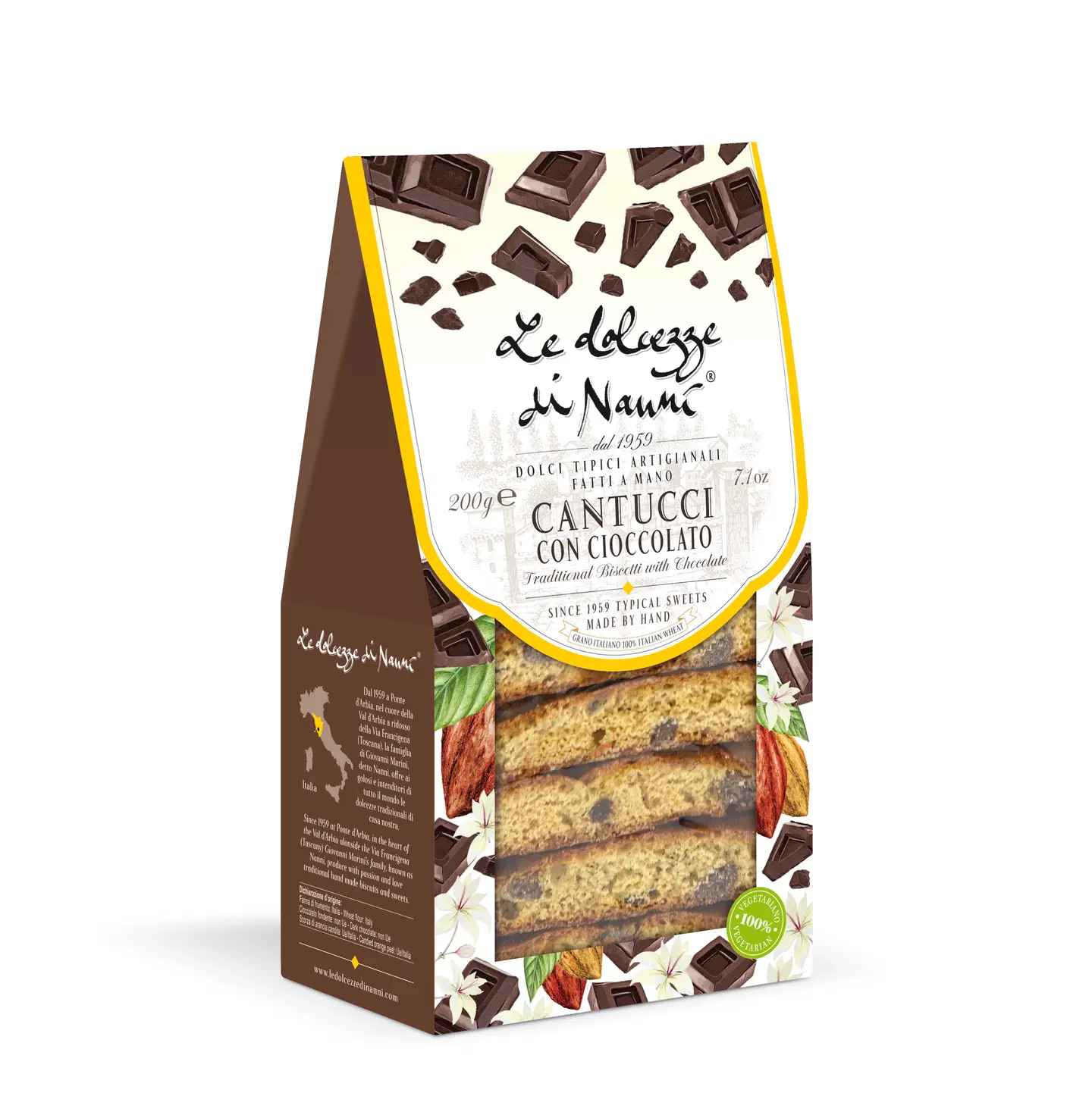 Cantucci med sjokoladebiter, håndlaget i Italia