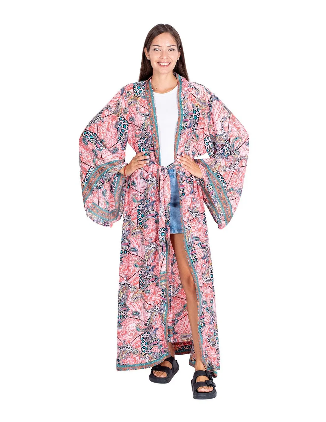 Kimono rosa i silke