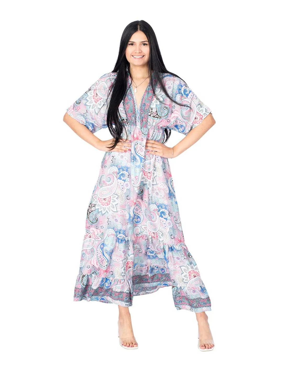 Kjole lang pastell i silke