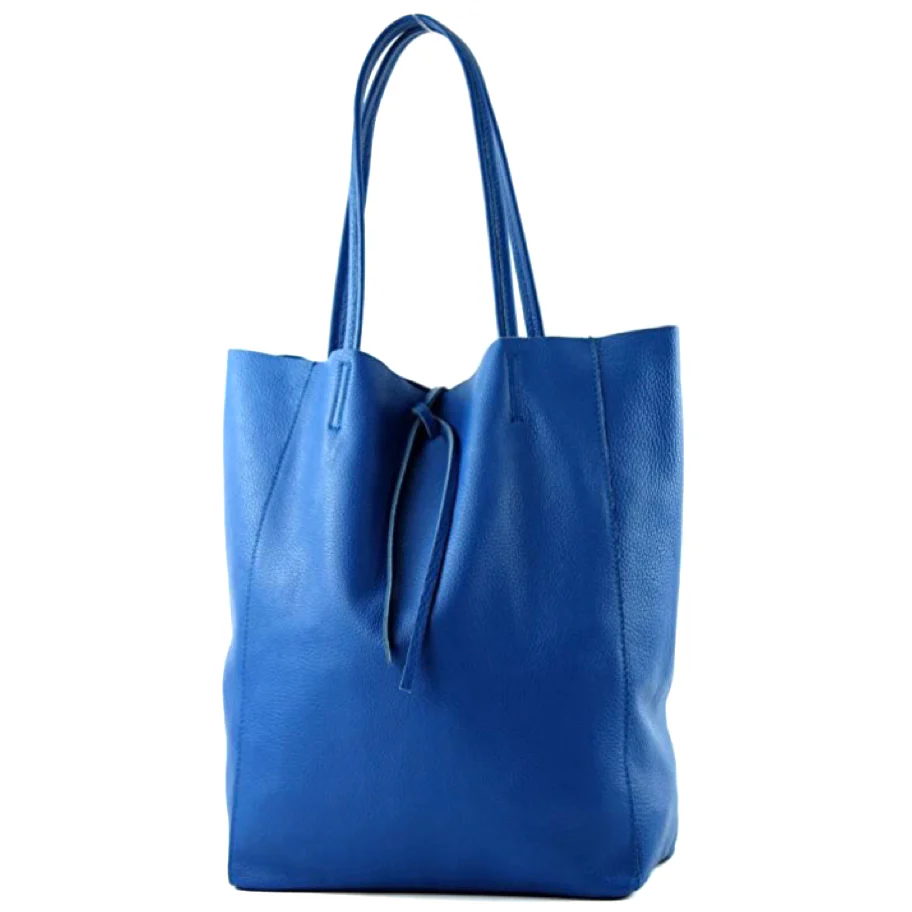 NYHET! Isabella elektrisk blå Italiensk shopper-skinnveske, håndlaget i Firenze