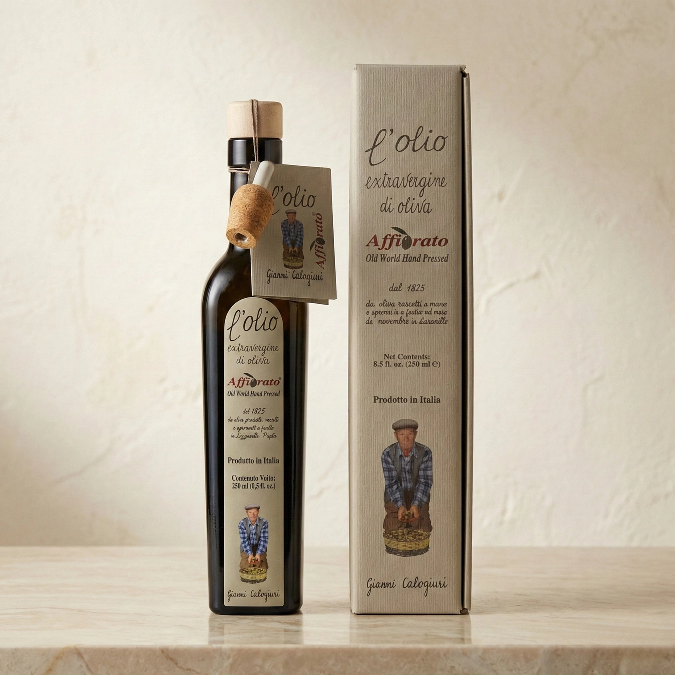 Ekstra Virgin Olivenolje inkl gaveeske, fra Gianni Calogiuri, 250ml