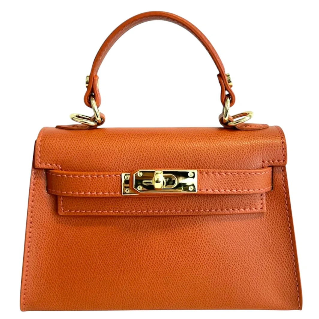 Alessandra oransje Italiensk Saffiano-skinnveske, håndlaget i Firenze