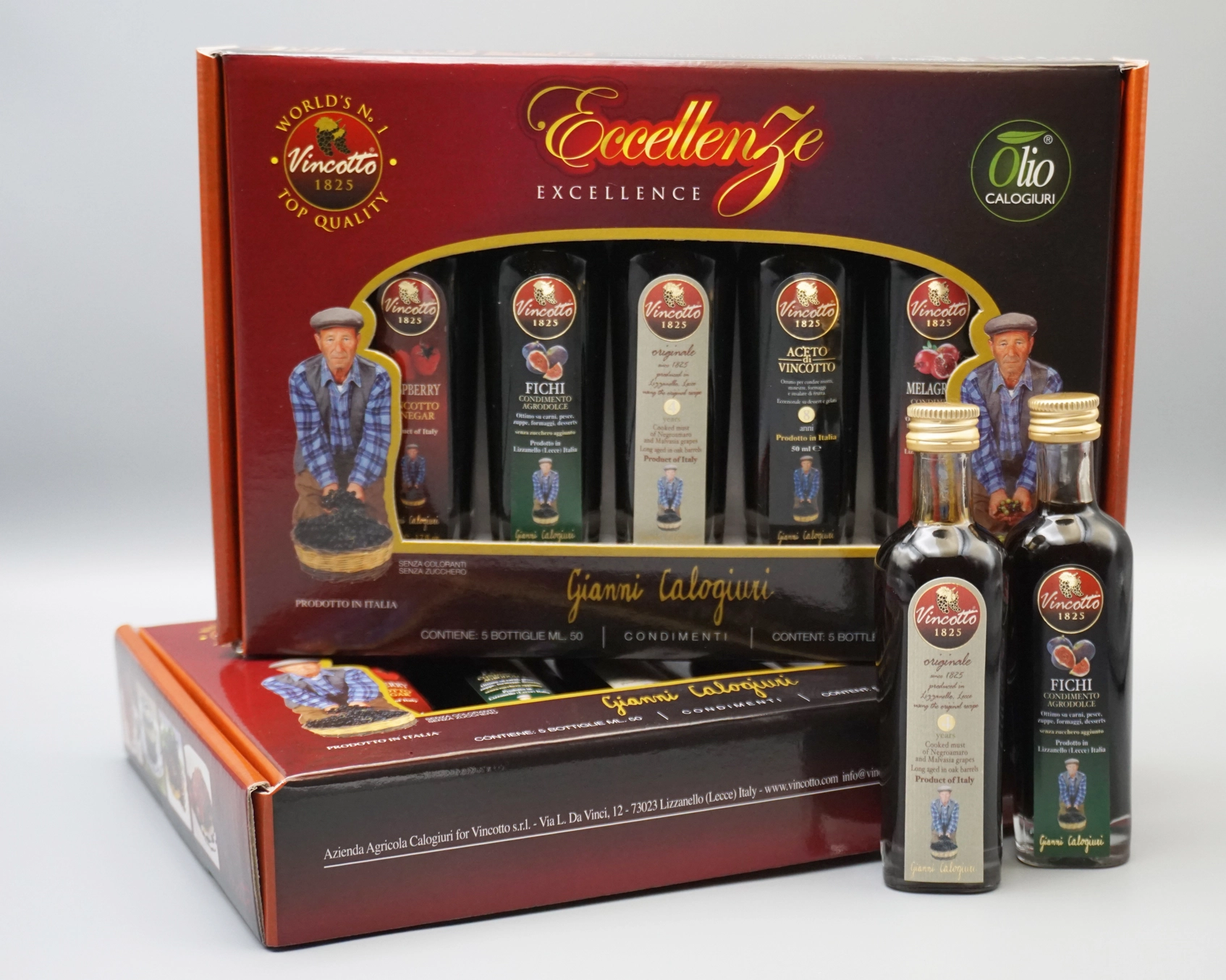 5pk gaveeske med balsamico og ekstra virgin olivenoljer, 5 x 50ml.